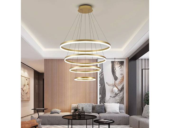 Moderne 5 anneau rond Led lustres de plafond pour salon salle à manger escalier lampe suspendue décor à la maison pendentif luminaires