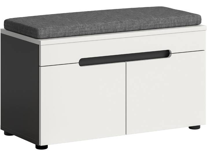 Sitzbank HOME AFFAIRE REHAT, TOPSELLER, Breite 80cm, 2 Türen, 2 Fächer inkl. Sitzkissen , weiss (basalt grau, weiß), B:80cm H:45cm T:37cm, FSC-zertifizierter Holzwerkstoff, Sitzbänke, Sitzbank, Garderobenbank, Flurbank, Dielenbank, Bank mit Stauraum, Bank