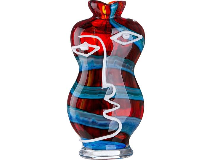 Tischvase GILDE Gesichtsvase Franco , bunt (blau, rot), B:17cm H:34cm T:11cm, Glas, Vasen, Tischvase