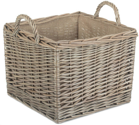 Bay Isle Home Gagrani Willow Square Lined Log Storage Basket Antique Wash 1