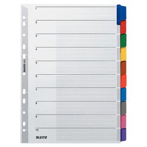 Leitz Register 4321-00-00, A4, blanko, Karton, 10-teilig, weiß, farbige Taben