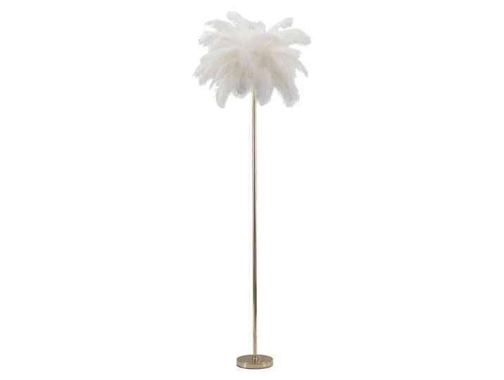 Lampadaire Palm White - Lampadaire 3 Lumières E14 En Métal Doré Et Abat-Jour À Plumes Blanches Ø 55 X 160 Cm