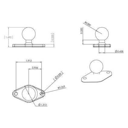 RAM Mounts CHROME RAM 2 7/16Inch X 1 (RAM-B-238CHU)