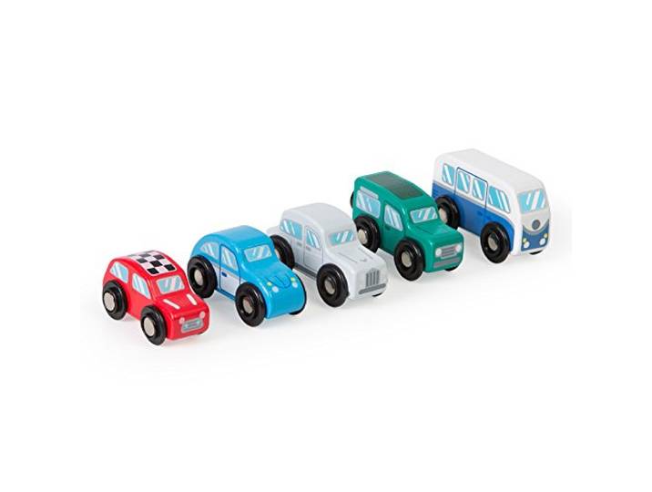 Tidlo T0507 Houten Retro Voertuigset, meerkleurig