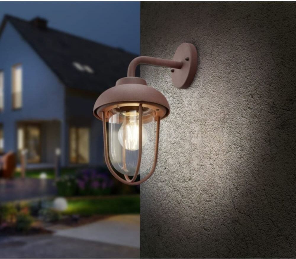 Trio Lighting Applique murale extérieure 1xe27 rouille et transparent Transparent 16x33x16cm
