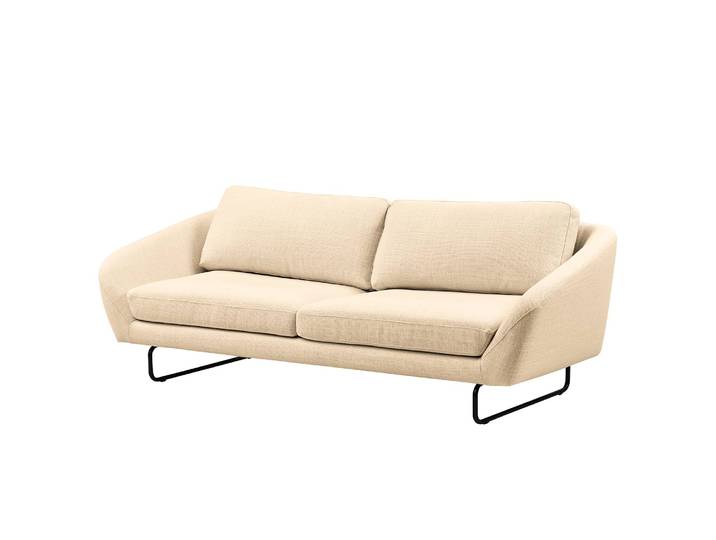 Canapé Rhoads 3 places Beige Tissu structuré Bermal 218 x 83 x 97cm Moderne