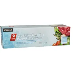 Papstar Gefrierbeutel, LLDPE 2 l 30 cm x 20 cm blau in Faltschachtel, 12 x 90 Stück