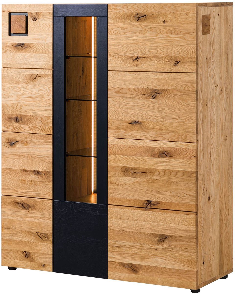 MASSIVMOEBEL24 Kitzbühel Highboard van massief wilde eikenhout, blank, B/D/H: 116 x 43,5 x 143 cm