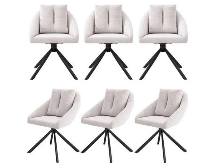 Chaise - LANGTU - Moderne - Velours beige - Pivotante avec roulettes - Structure métal - Lot de 6