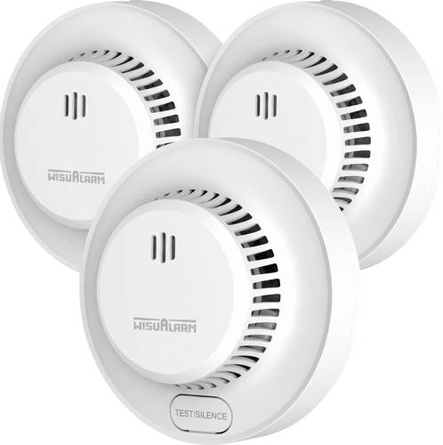 Wisualarm 3er Set DHI-HY-SA13A Rauchwarnmelder inkl. 10 Jahres-Batterie batteriebetrieben (Ø x H) 98mm x 37.5mm