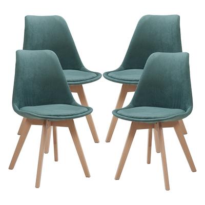 Helloshop26 - 4er Set moderner Esszimmerstühle robustes Design dunkelgrüner Cordstoff
