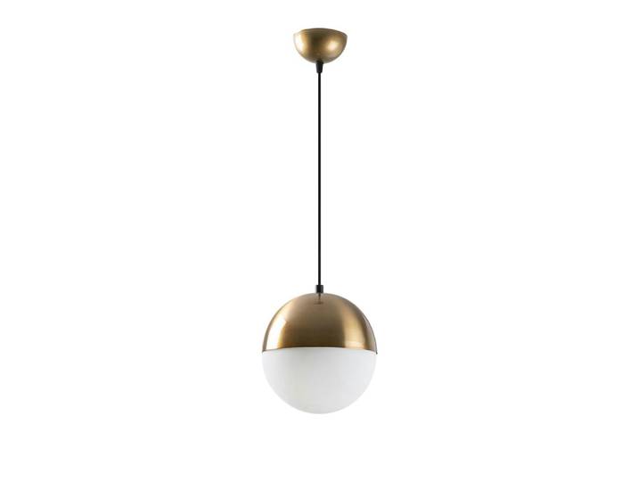 Suspension vintage globe blanc & doré 20 cm