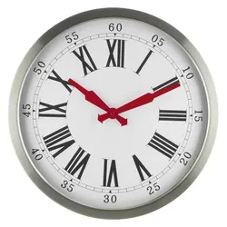 EuroTime, Wanduhr, 56860-07 Funk Wanduhr 40 cm Silber (40 cm)