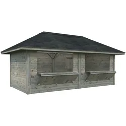 Palmako Kiosk Bianca 16,6 m2 Set 111 - 28 mm grau tauchgrundiert