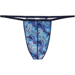 HOM Herren G-String - Plume, Barett, String, Unterwäsche, floral Blau / M
