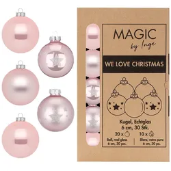 30 Weihnachtskugeln Glas 6cm matt & glänzend Sternen Muster Christbaumkugeln Weihnachtsbaumkugeln Weihnachten Christbaumschmuck Weihnachtsbaumschmuck