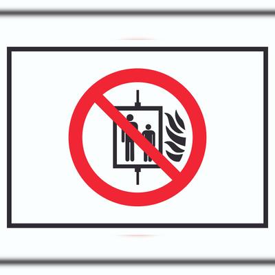 HB-Druck Aufzug im Brandfall nicht benutzen Symbol Schild A6 (105x148mm)