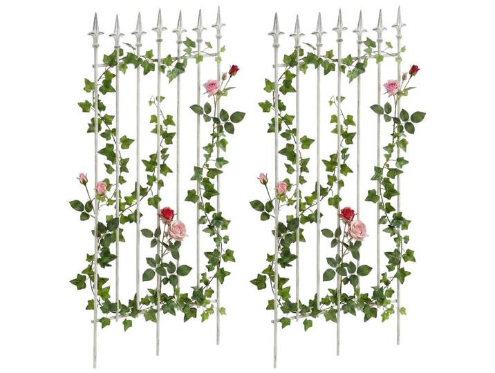 CLP Rankgitter 2er Set Metall Antik Weiß, Weiß, Weiß, 50x100x0.7 cm, Dekoration, Gartendeko, Rankgitter