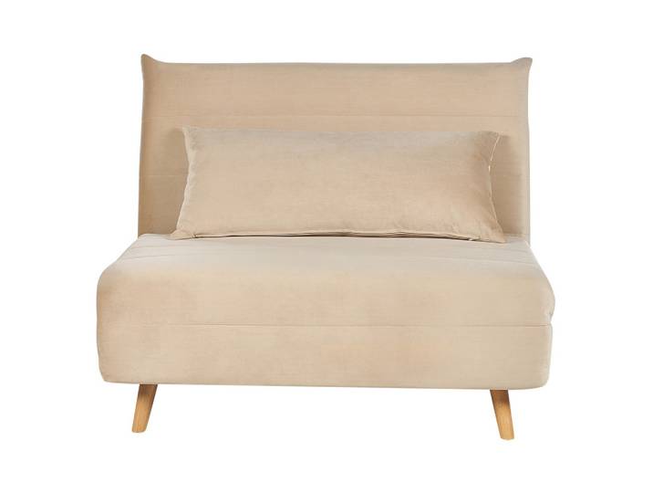 1-SITZER-SCHLAFSOFA Samtstoff Sandbeige Setten