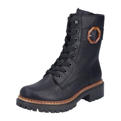 Schnürstiefelette RIEKER "Rieker Stiefelette Lederimitat", Damen, Gr. 37, schwarz, Lederimitat, Schuhe Schnürstiefelette