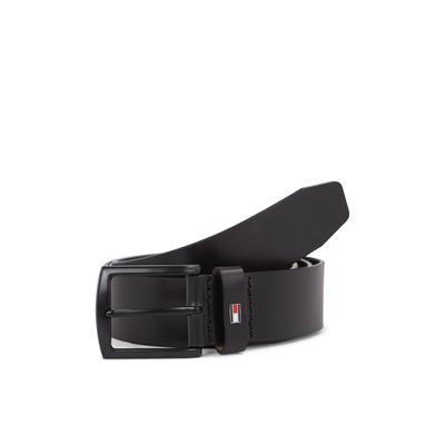 Ledergürtel TOMMY HILFIGER "Denton Matte 3,5 cm breit", Herren, Gr. 85, schwarz, Leder, Gürtel Ledergürtel, mit mattschwarzer Schnalle