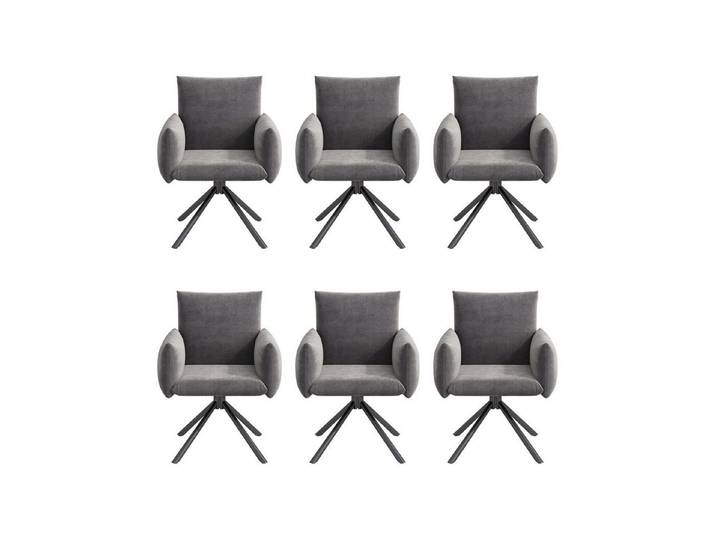 OKWISH Esszimmerstuhl Gepolsterter Sessel mit 4 Metallbeinen (Wohnzimmerstuhl, Küchenstuhl, Drehstuhl, 6 St), 360° Lässiger Drehstuhl