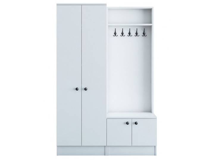 Meuble dentrée Vestiaire en Bois MDF blanc - L 119 6 × P 37 3 × H 182 8 cm - Style scandinave