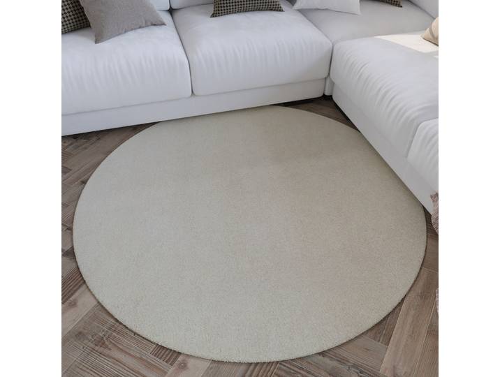 Wollteppich WECON HOME Hamptons FORTYTHREE , beige (creme weiß), H:20mm Ø:200cm, Schurwolle, Teppiche, Wollteppich, Schurwolle, Kurzflor, Wohnzimmer, Schlafzimmer, elegant, robust