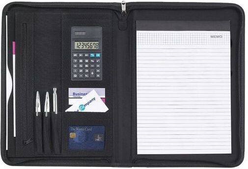Conférencier personnalisable A4 en microfibre microfibre métal noir