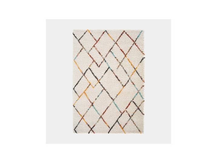 Tapis motif berbère - Nelya - Écru et traits multicolore - 120 x 170 cm