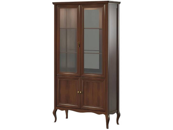 Xlmoebel Vitrine Vitrinenschrank PR-W2 aus massivem Holz in Naturbraun (Klassische Vitrine Vitrinenschrank Vitrinen - Model PR-W2) Hergestellt in Europa