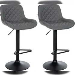 Proregal CHEFGASTRO 2er Set Barhocker CAPRI Kunstleder HxBxT 84x50x52cm Grau Barstuhl