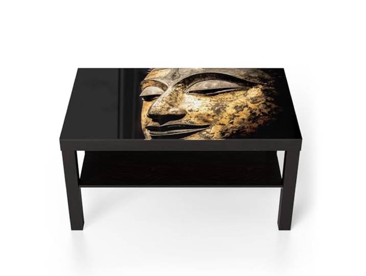 DEQORI Glastisch schwarz groß 90x50 cm Motiv Erhabene Stille ausgefallener Beistelltisch aus Glas Hochglanz Couchtisch fürs Wohnzimmer moderner Couch Tisch mit Design