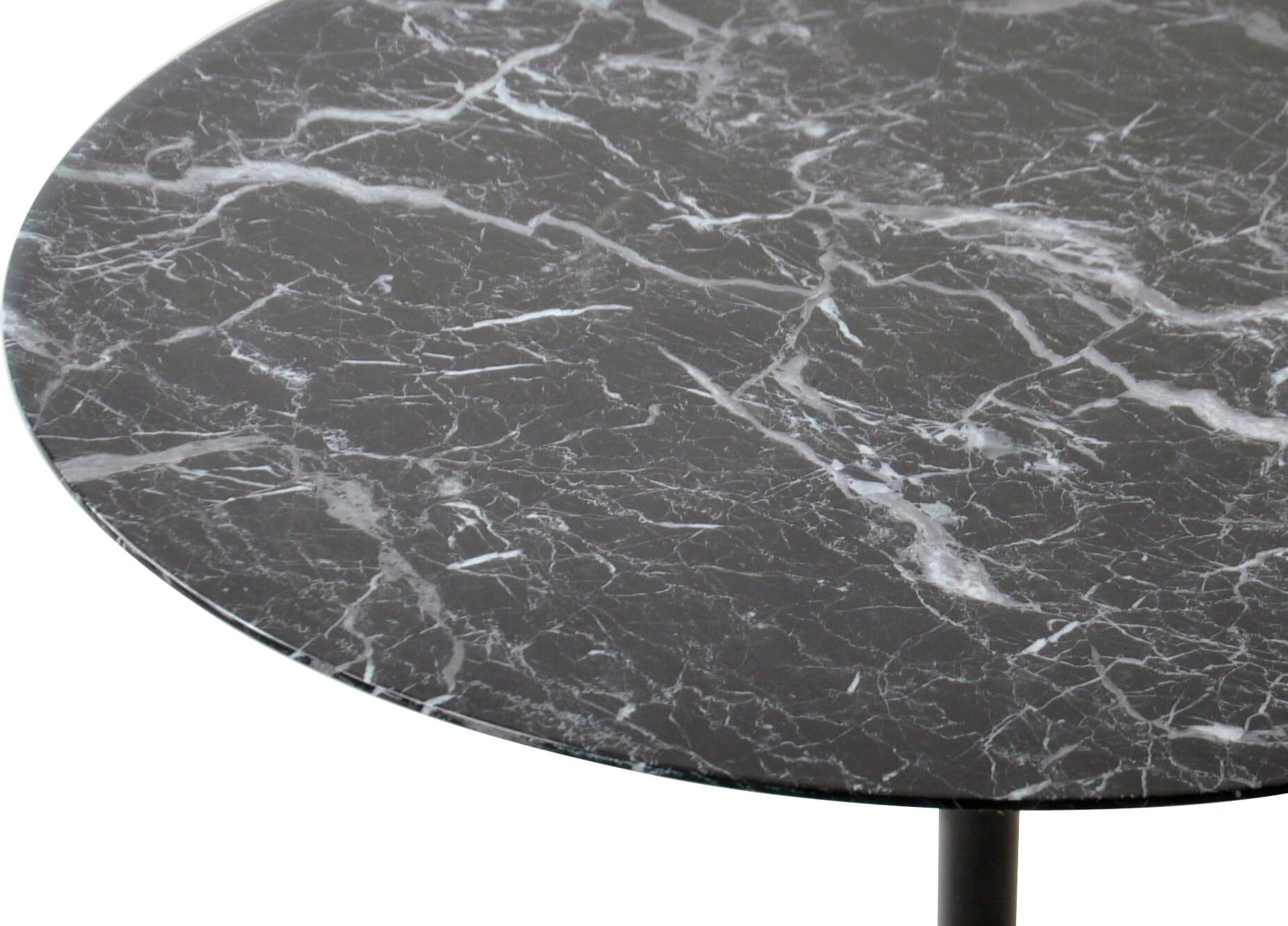 Bistrotisch SALESFEVER "Bistrotisch im charmanten Stil", schwarz (schwarz, schwarz, schwarz), B:110cm H:75cm T:110cm, Tische, Eleganz trifft Funktionalität: Tischplatte in Marmoroptik