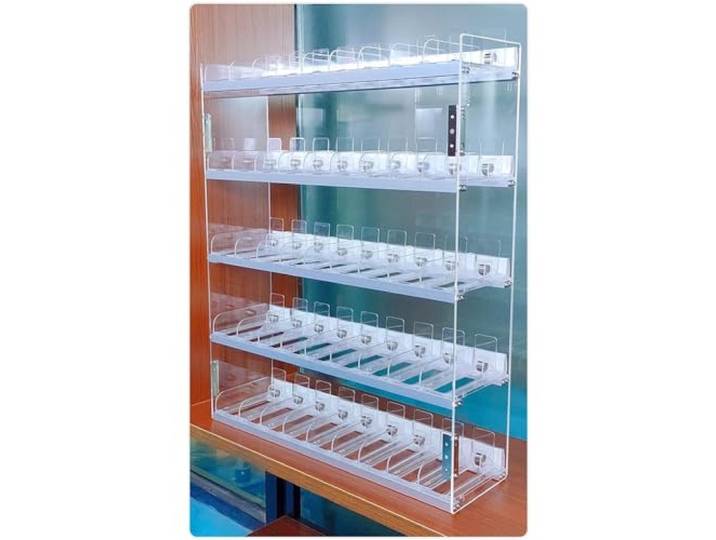 exproyzk Zigaretten Vitrine Zigaretten Verkaufsvitrine Kommerzielles Display Regal Organize Halter für Zigarren, Süßigkeiten oder Streichholzschachteln (Farbe : klar, Größe : 110.5x29x87cm)