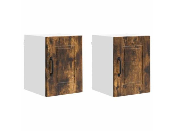 IBUQDDV Wandschrank Porto 2 STK. Geräucherte Eiche Holzwerkstoff Holzwerkstoff, geräucherte Eiche Optik, Wandmontage, geräumige Fächer, Ablagen, Innenbereich, moderne Küche