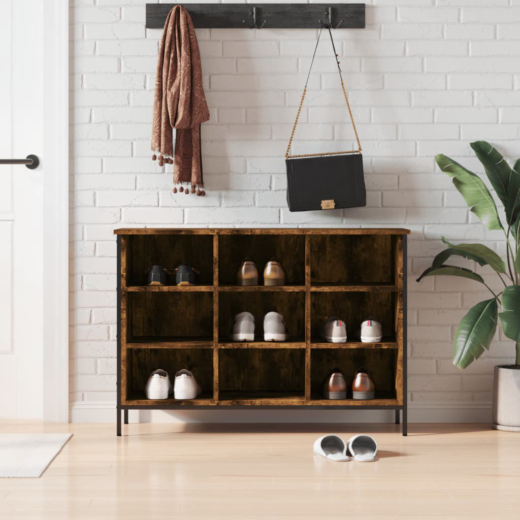 17 Stories 9 Pair Shoe Storage Cabinet Smoked Oak 9