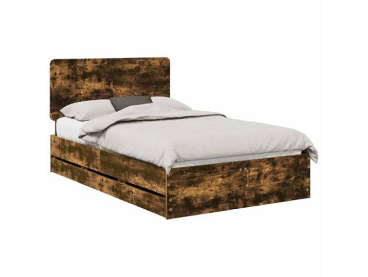 ZQQLVOO Bettrahmen Geräucherte Eiche 120 x 200 cm Ingenieurs Holz Holzwerkstoff construction, abriebfest surface, hidden drawer storage, Lattenrahmen, simple wet cloth care