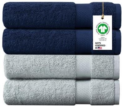 "Delara Organic Cotton Luxuriously Bath Towel, GOTS & OEKO-TEX Certified, Feather Touch Technology, 650 GSM, Quick Dry 30""x58"""