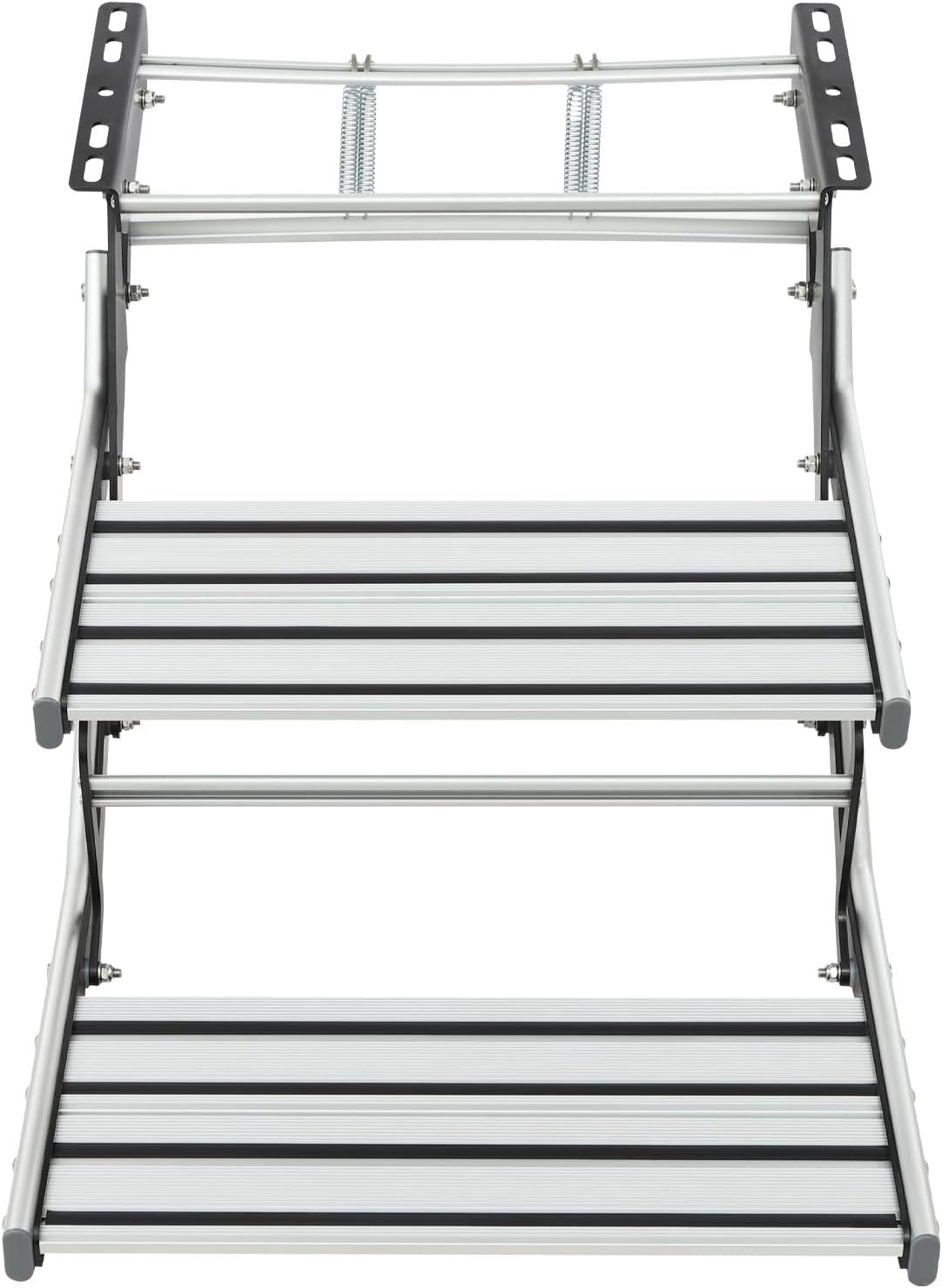Campingstuhl mit Trittstufe - Manuell zusammenklappbar - Aluminium - Silber und Schwarz