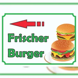 HB-Druck Frischer Burger Schild mit Pfeil links A4 (210x297mm)