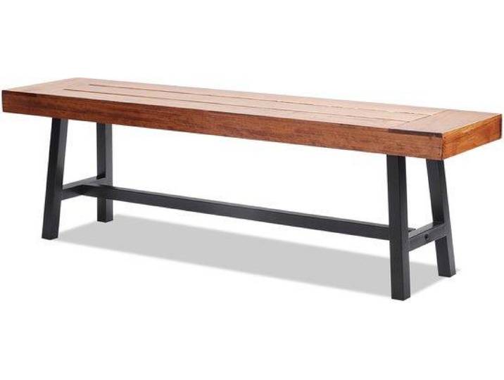 Banc de jardin en bois avec pieds en métal\, longueur 160 cm\, capacité de charge jusqu'à 226\,8 kg\, idéal pour une table d'extérieur\, une terrasse\, un jardin\, un parc\, une véranda