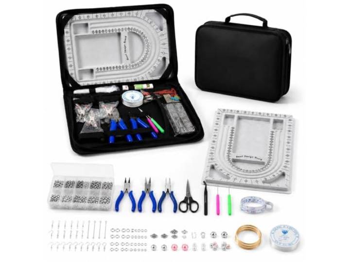Bead Boards Schmuckherstellungszubehör-Set Erwachsene Bead Board Tablett Halskette Design Matte Armband Herstellung Reparatur Werkzeuge Zangen Set