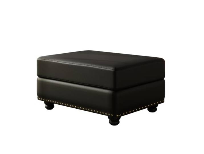 I0I&I0I Chesterfield Sofagarnitur mit Fußhocker, Kunstleder Sofa mit Federkern, Knopfheftung und Rollarmlehnen (Black + PU +1 Ottoman)