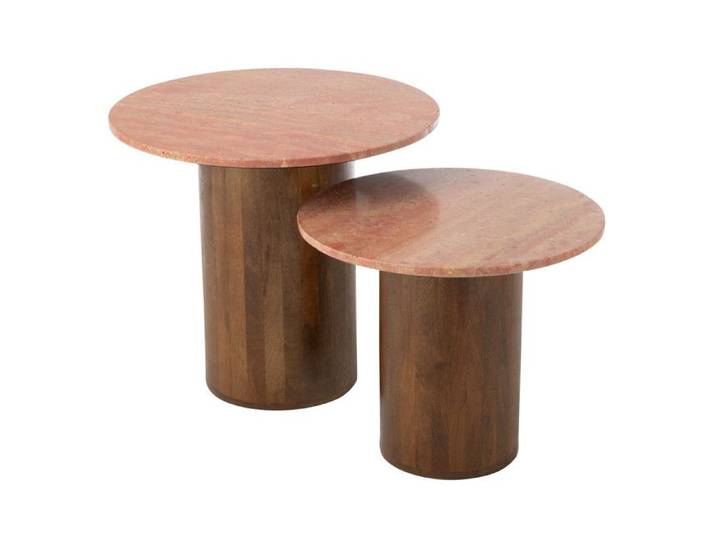 Lot de 2 Tables Basses en Marbre  Eula  56cm Terracotta