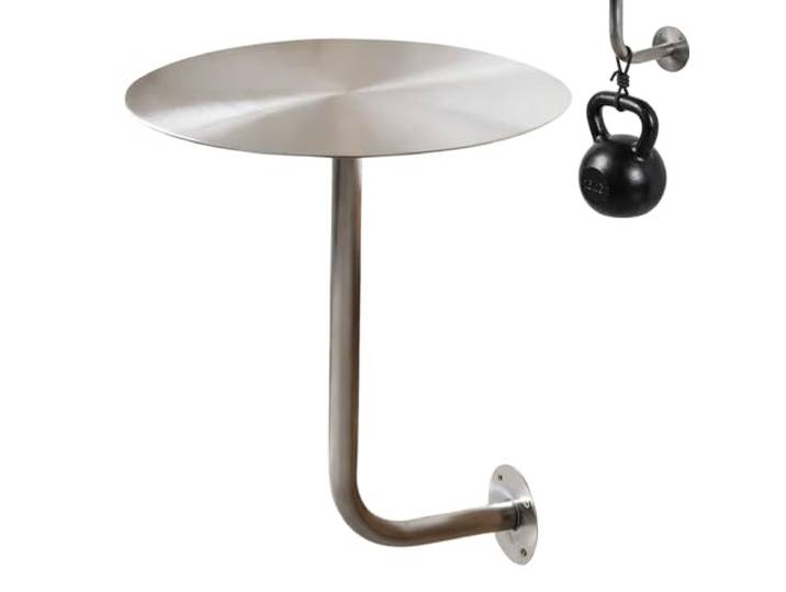 LigedamaiEU An der Wand montierter Bartisch, runder Pub-Tisch aus Edelstahl in L-Form mit Kleiner Kaffeeseite aus Metall for Zuhause, Wohnzimmer, Büro(50cm)