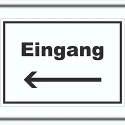 HB-Druck Eingang Aufkleber mit Text und Richtungspfeil links Zugang Eintritt waagerecht A0 (841x1189mm)