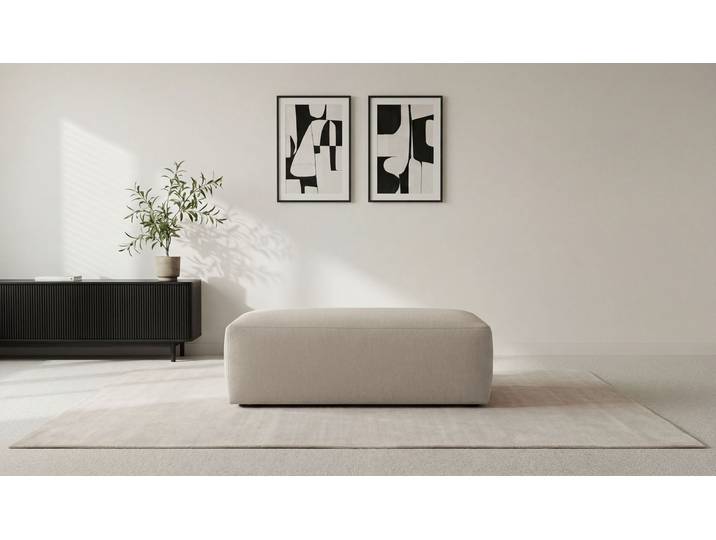 Polsterhocker INOSIGN Koa , beige (sand), B:114cm H:44cm T:61cm, 100% Polyester, Hocker, Polsterhocker, Wellenunterfederung, weicher Lounge-Sitzkomfort