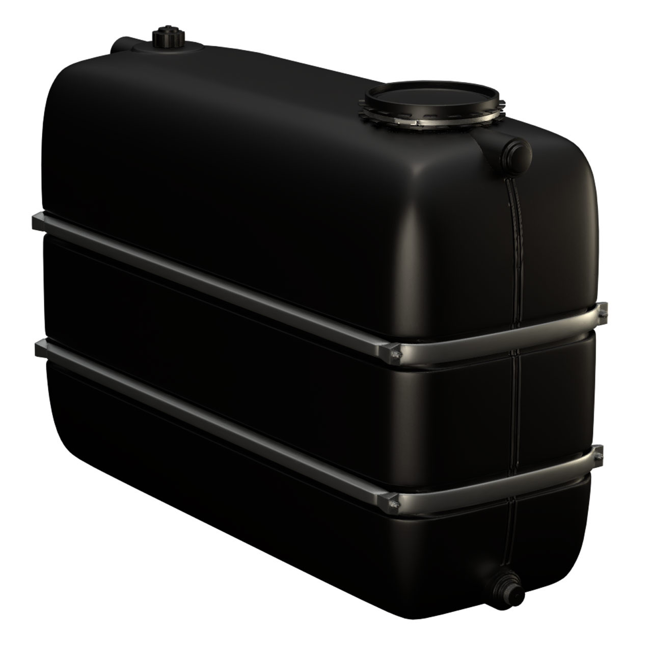 WERIT Lagertank (Bandagen) mit Einlauf/Auslaufstutzen & Domöffnung 1650 Liter Schwarz 242-95170002