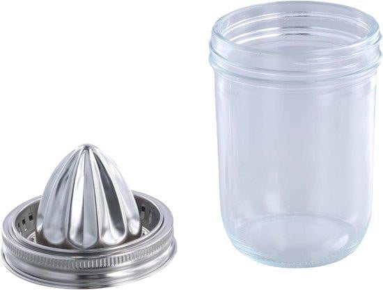 RVS Citruspers met opvangbak in zilver en glas